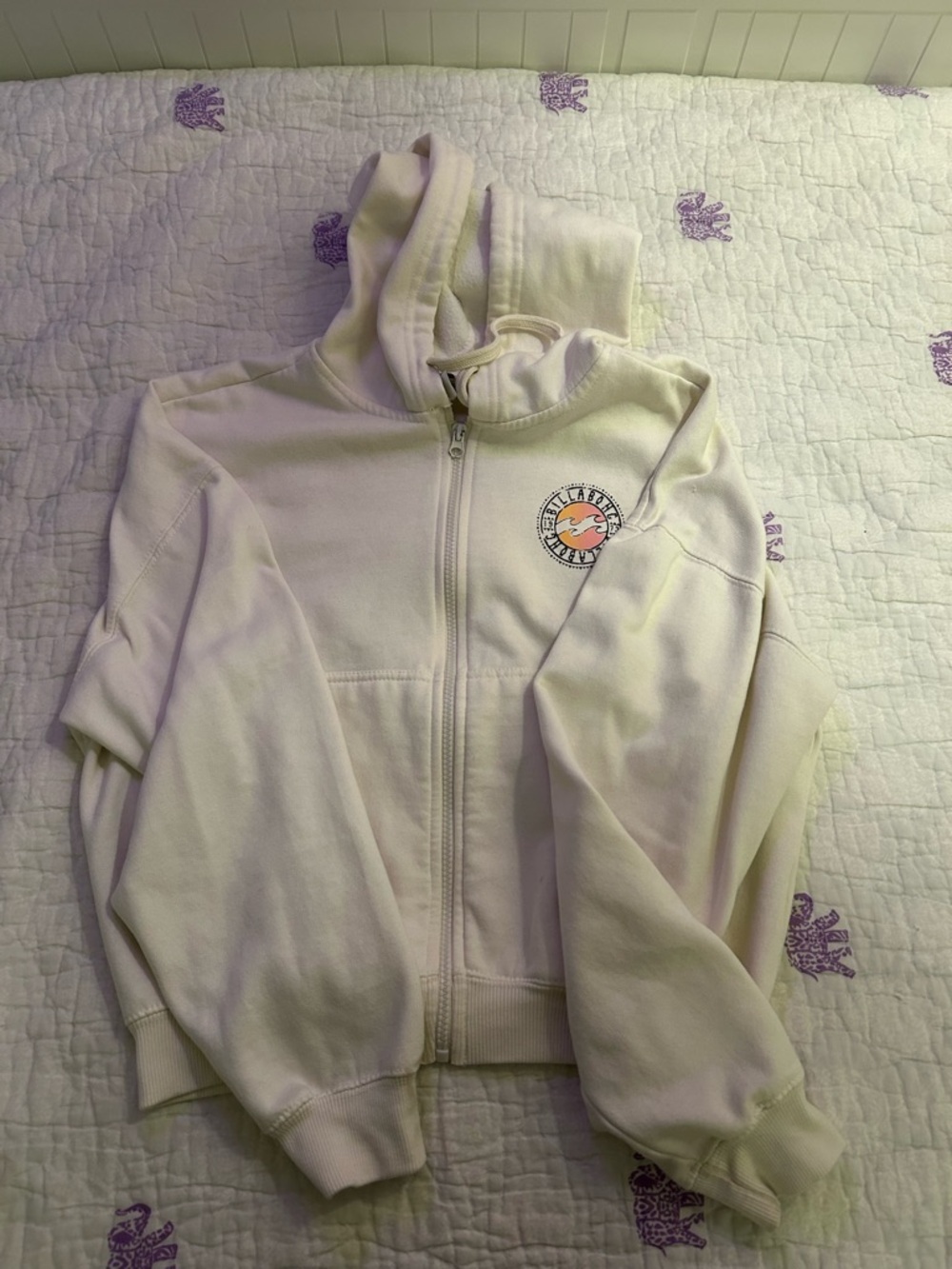 Billabong Cream Zip Hoodie with Sun Graphic